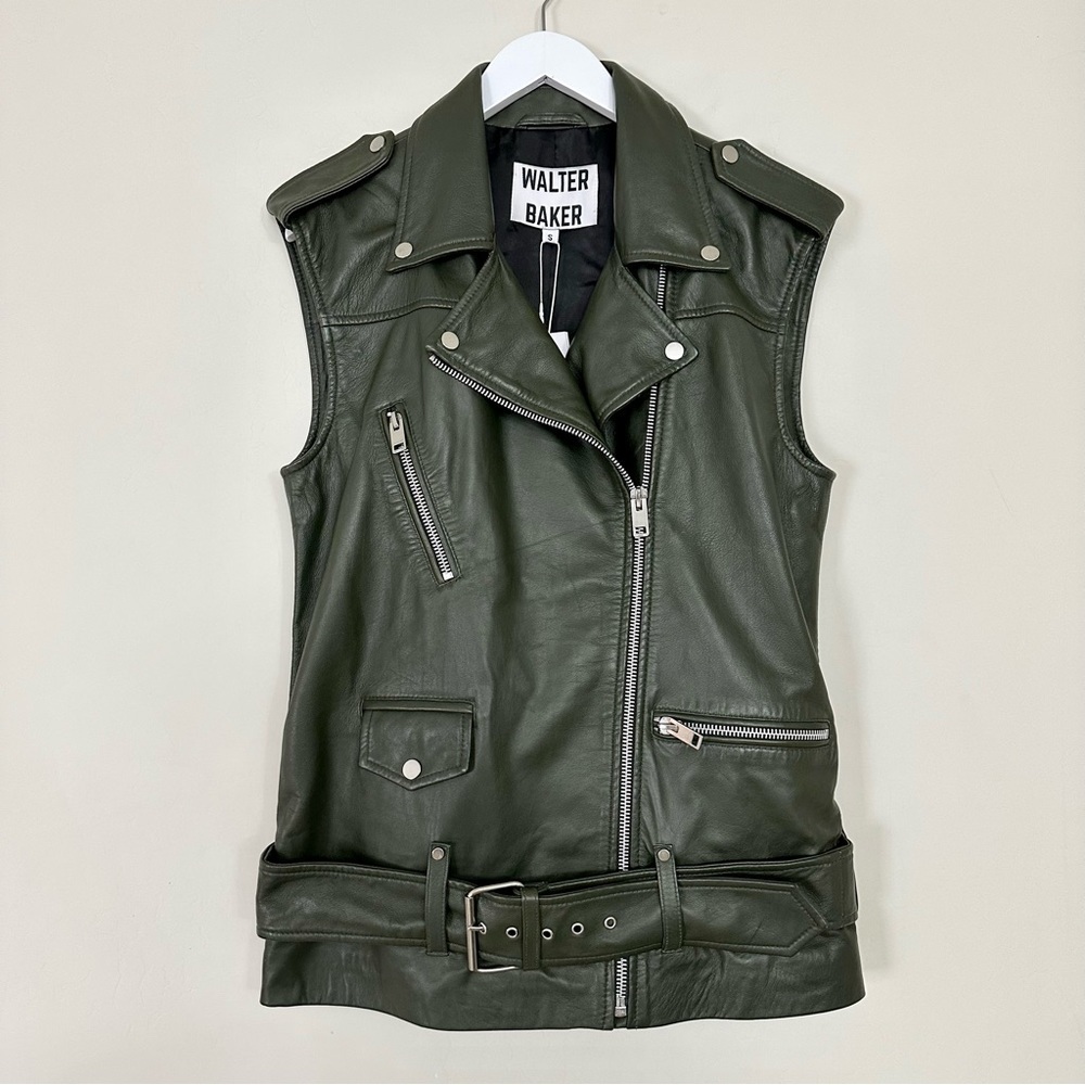 Walter Baker Edie Lamb Leather Vest in Basil